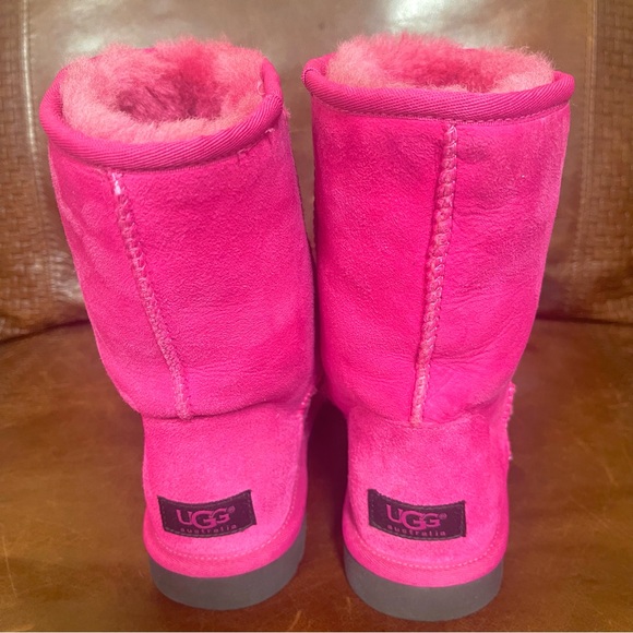 UGG Australia Genuine Sheepskin Boots In Pink Raspberry Sorbet Color Girls Sz 5 - Picture 4 of 16